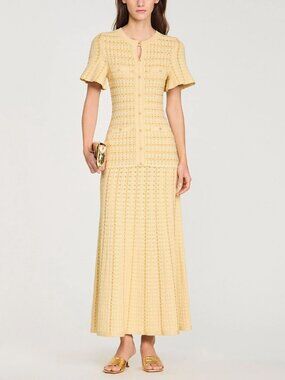 Sandro Rhinestone knit maxi dress Gold